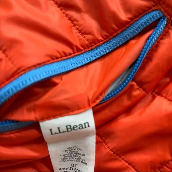 LL Bean Kids Orange Blue Hooded Fleece Lined Jacket Size 3T Blue Reversible - Picture 4 of 9